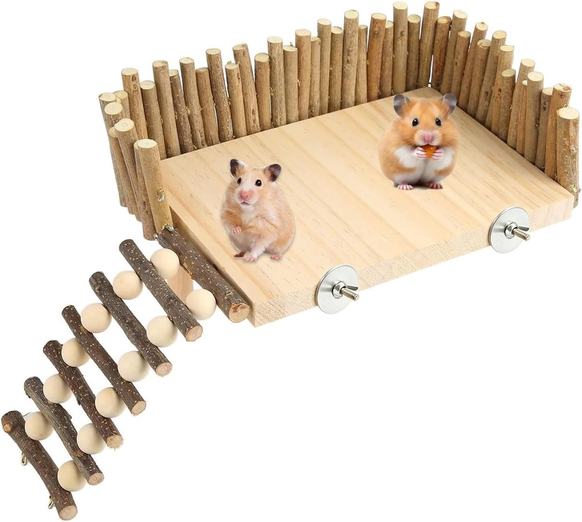 Klimplatform voor hamsters, 22 x 15 x 7 cm met omheining | Hamsterspeelgoed, houtstructuur, hamster, accessoires voor papegaaien, eekhoorns, muizen, hamsters en vogels