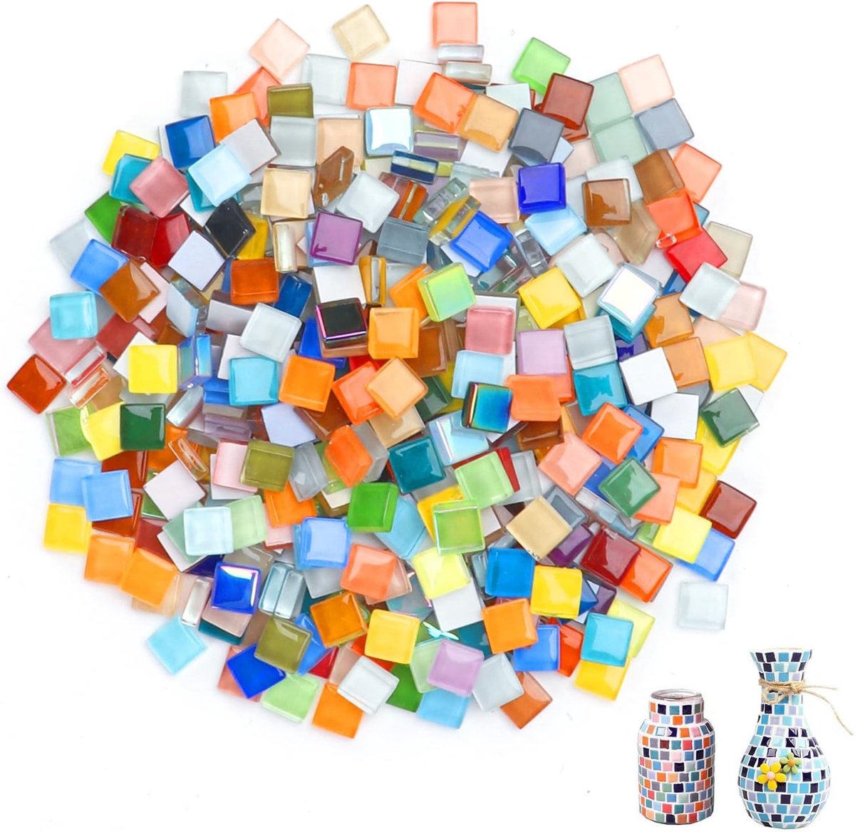 SnelShoppen - 1KG Kleurvolle Glazen Mosaik Tegels, Mini Tegels voor Creatieve Klussen, Voor Badkamer, Keuken en Thuisdecoratie, DIY Kunstprojecten (10