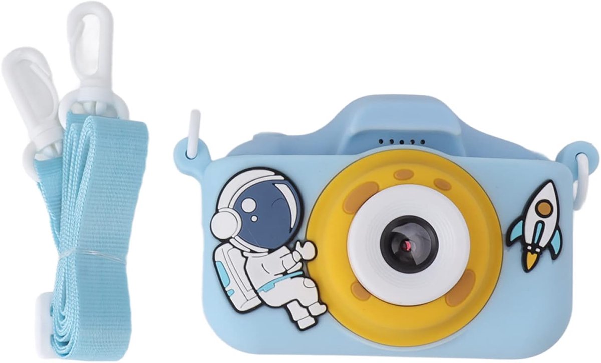Astronaut-kindercamera met Ingebouwde Batterij, Dubbele HD-lens, 2-inch Scherm, Selfie, Video, Games - Kerst-/verjaardagscadeau voor Kinderen (BLUE)