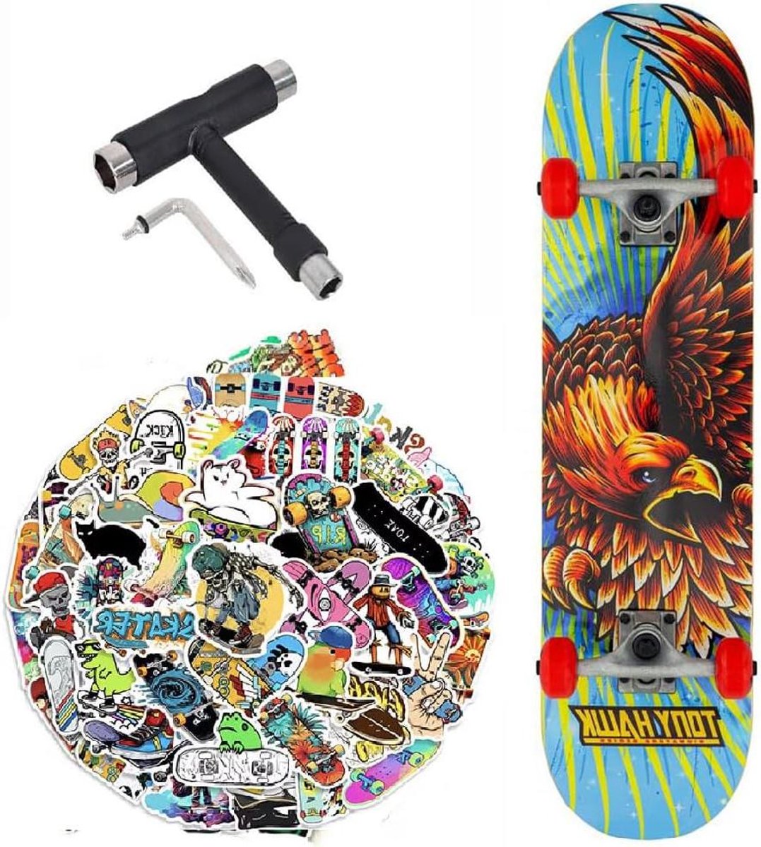Compleet Skateboard Beginners Skateboard Straat Skaten 7 Lagen Esdoorn Deck 7.75 inch Golden Hawk