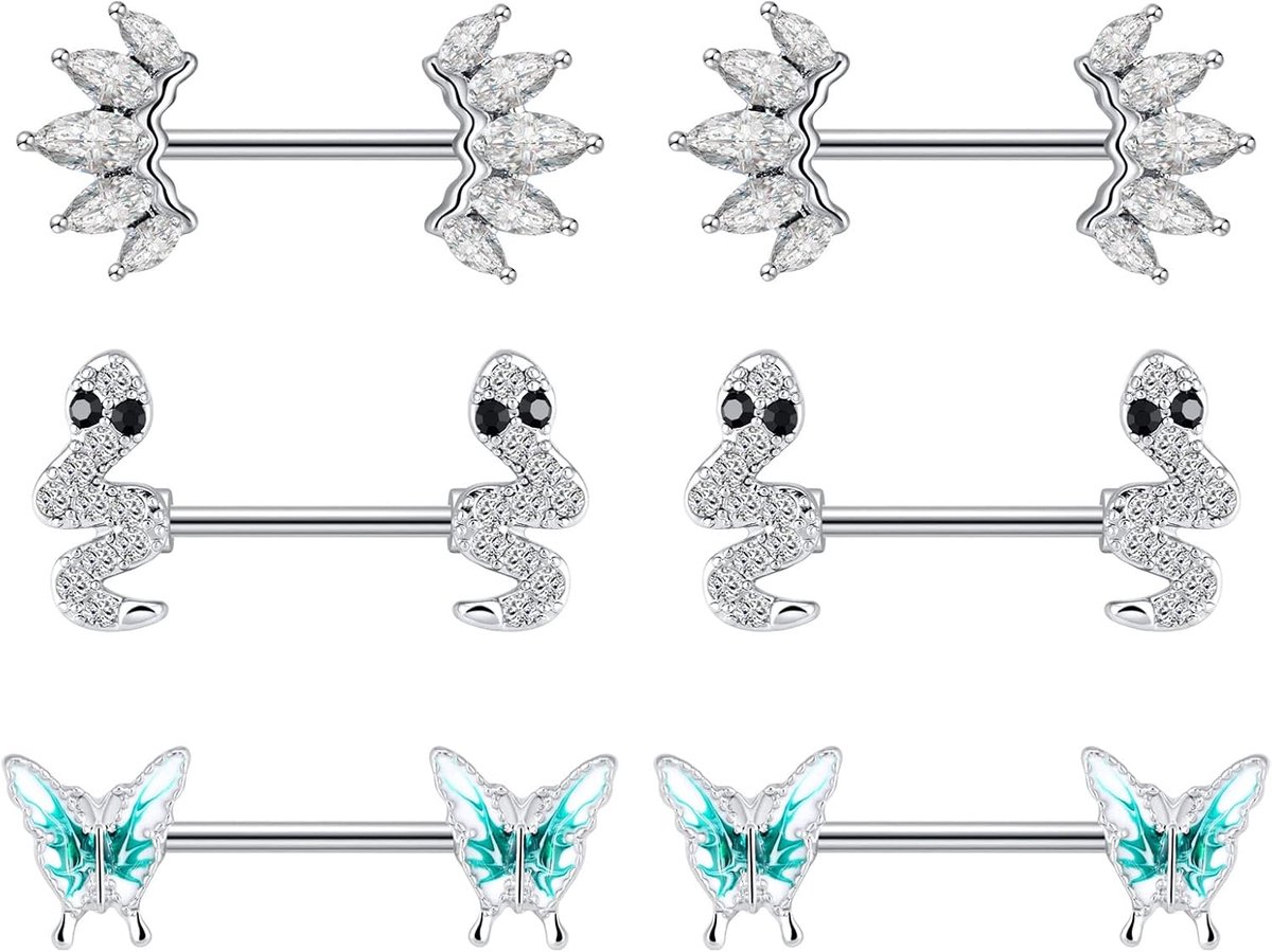 14G tepelpiercing, tepelpiercing, 316L roestvrij staal