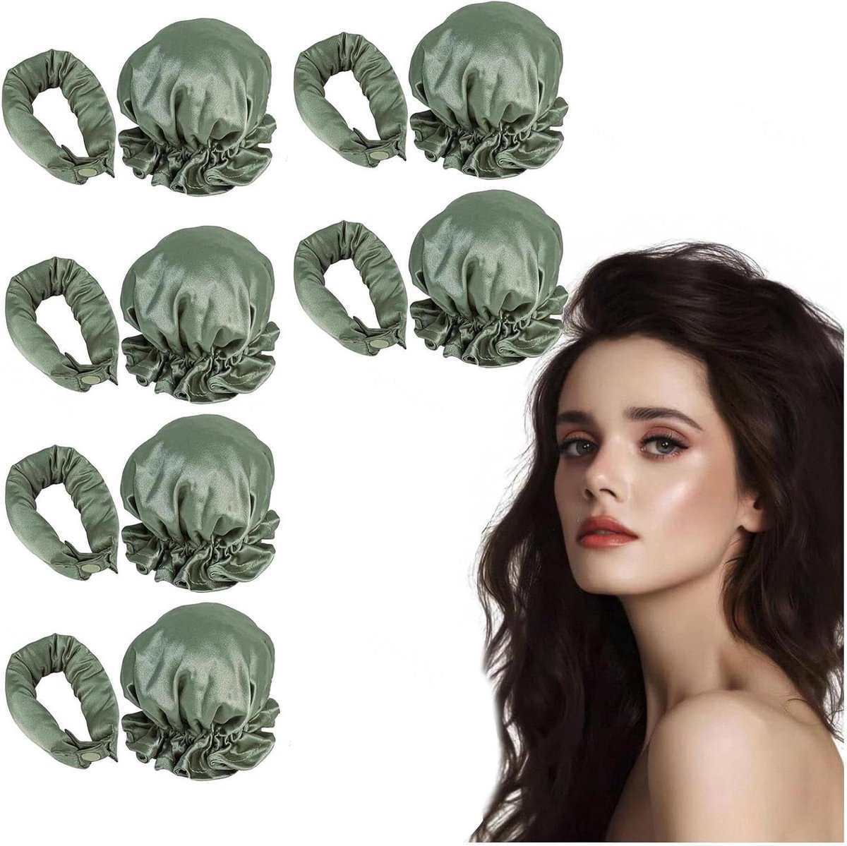 Overnight Krulspelden - Hittevrije Krullers - Haar Styling - Antislip Ontwerp - 6 stuks - Groen