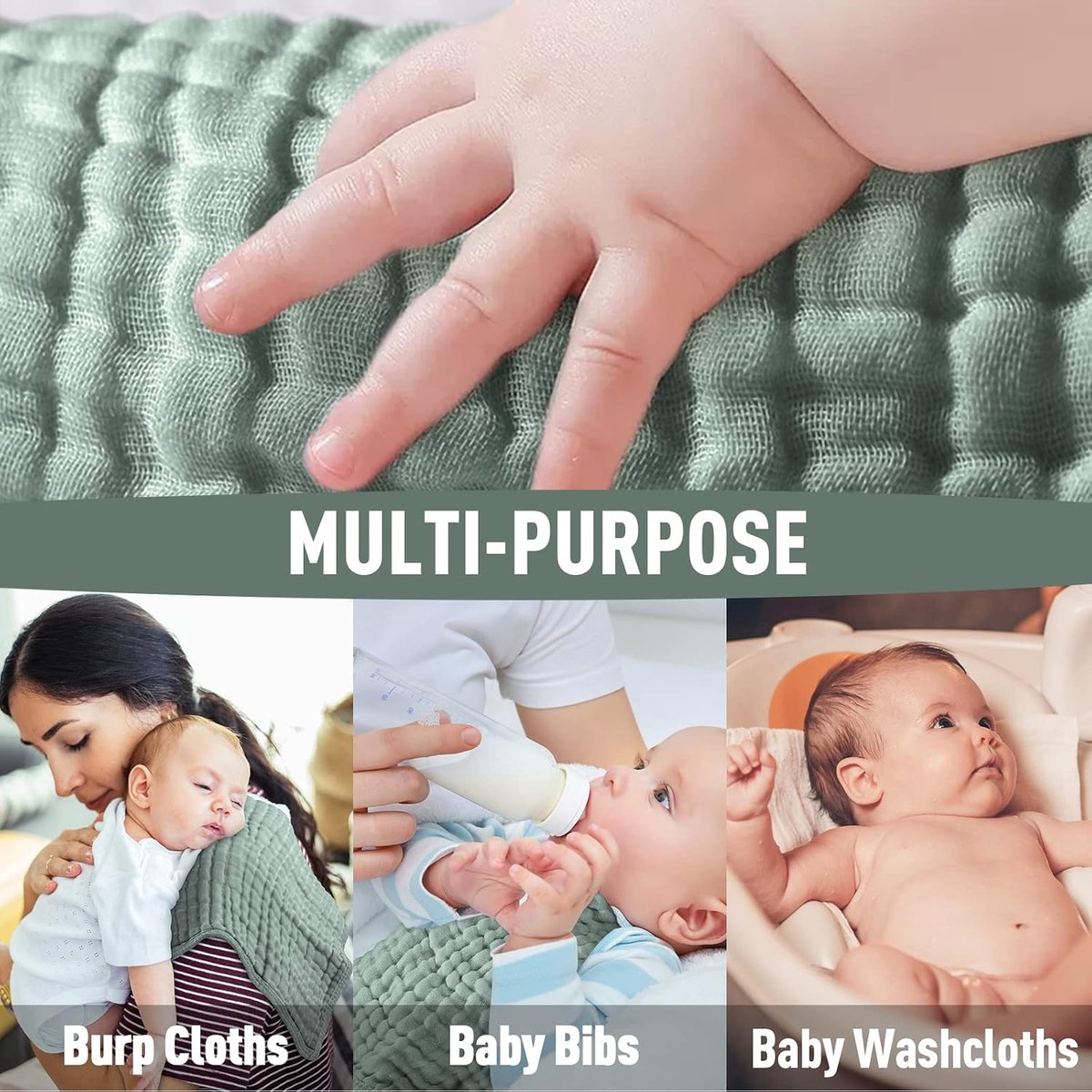 Babymousseline vierkantjes, verpakking van 10 stuks, 4 lagen