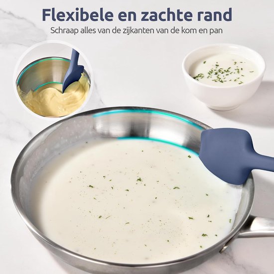 Silicone lepel Spatel 315 ℃ Hoge Hittebestendige (Middernachtblauw) - 36 cm Flexibele Naadloze Siliconen Spatel, geschikt voor Bakken, Koken, Mengen en Schrapen in Pannen met Antiaanbaklaag — afbeelding 5