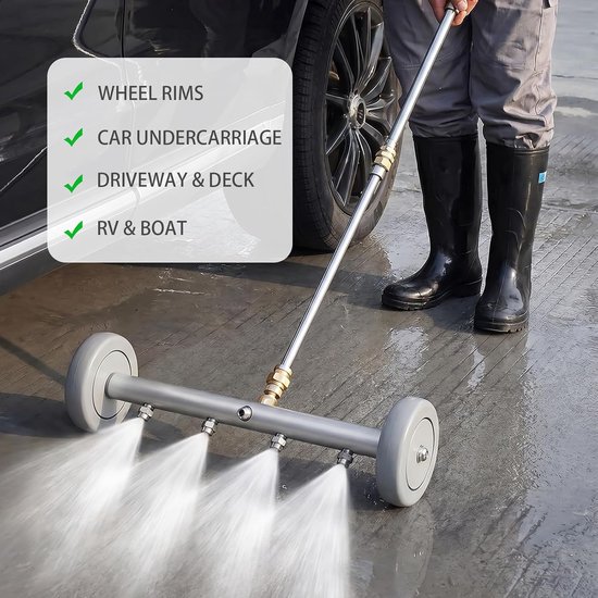 Hogedrukreiniger, autovloerreiniger met 3 verlengbuizen en 1/4 inch snelaansluiting, autowasopzetstuk aluminiumlegering voor tuin, camper, trottoir, SUV (stijl A) — afbeelding 5