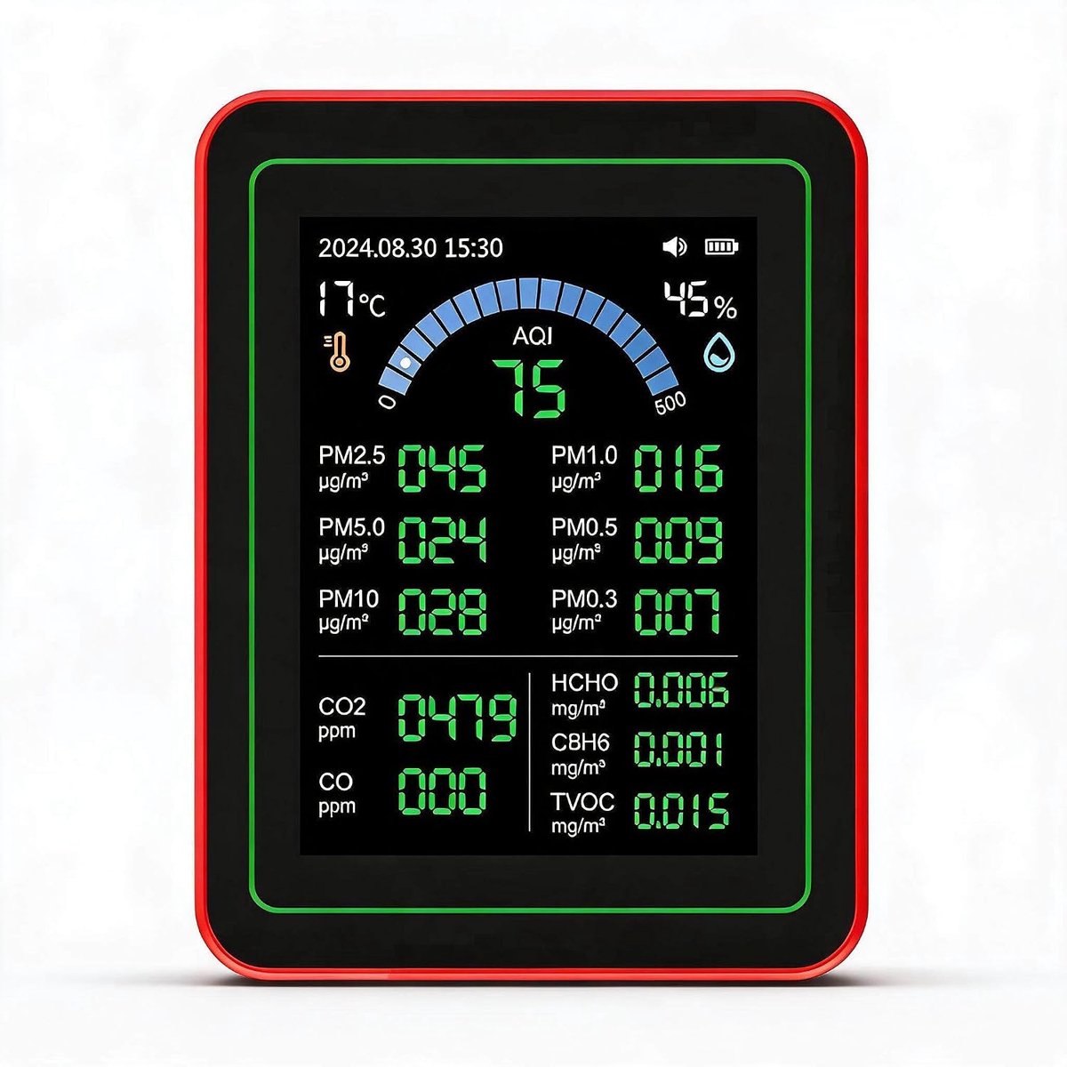 Luchtkwaliteitsmeter 18 in 1 - CO2, TVOC, HCHO, PM2.5 - Temperatuur en luchtvochtigheid - SnelShoppen