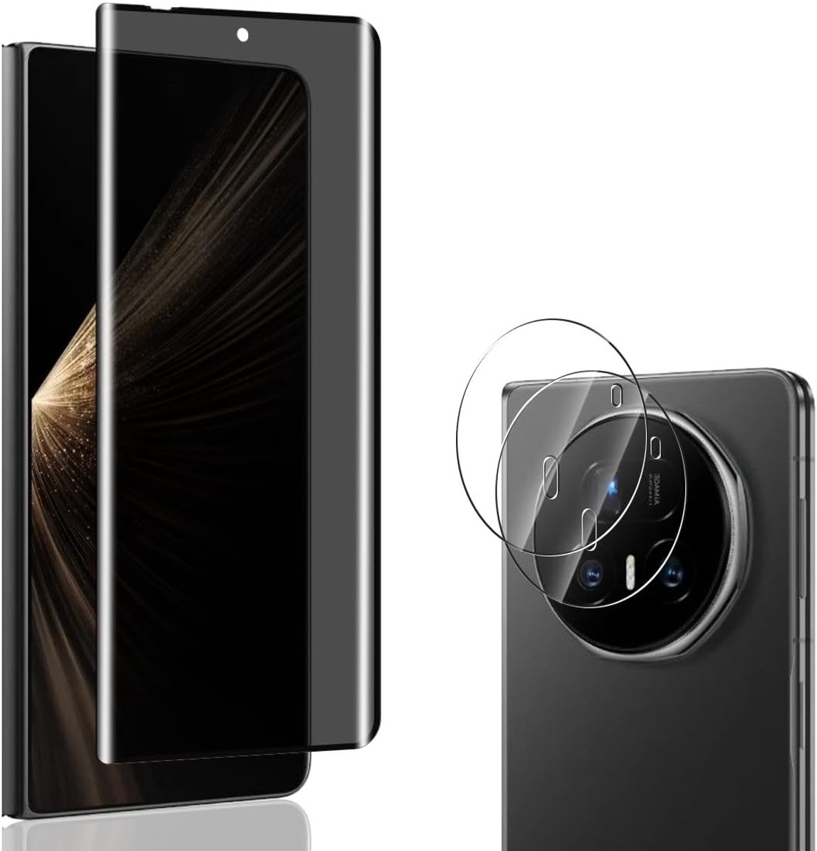 Privacy Displaybeschermfolie voor Honor Magic V5, 1 stuk gehard glas en 2 stuks camerafolie, HD-scherm, luchtbelvrij, glazen displaybeschermfolie voor Honor Magic V5