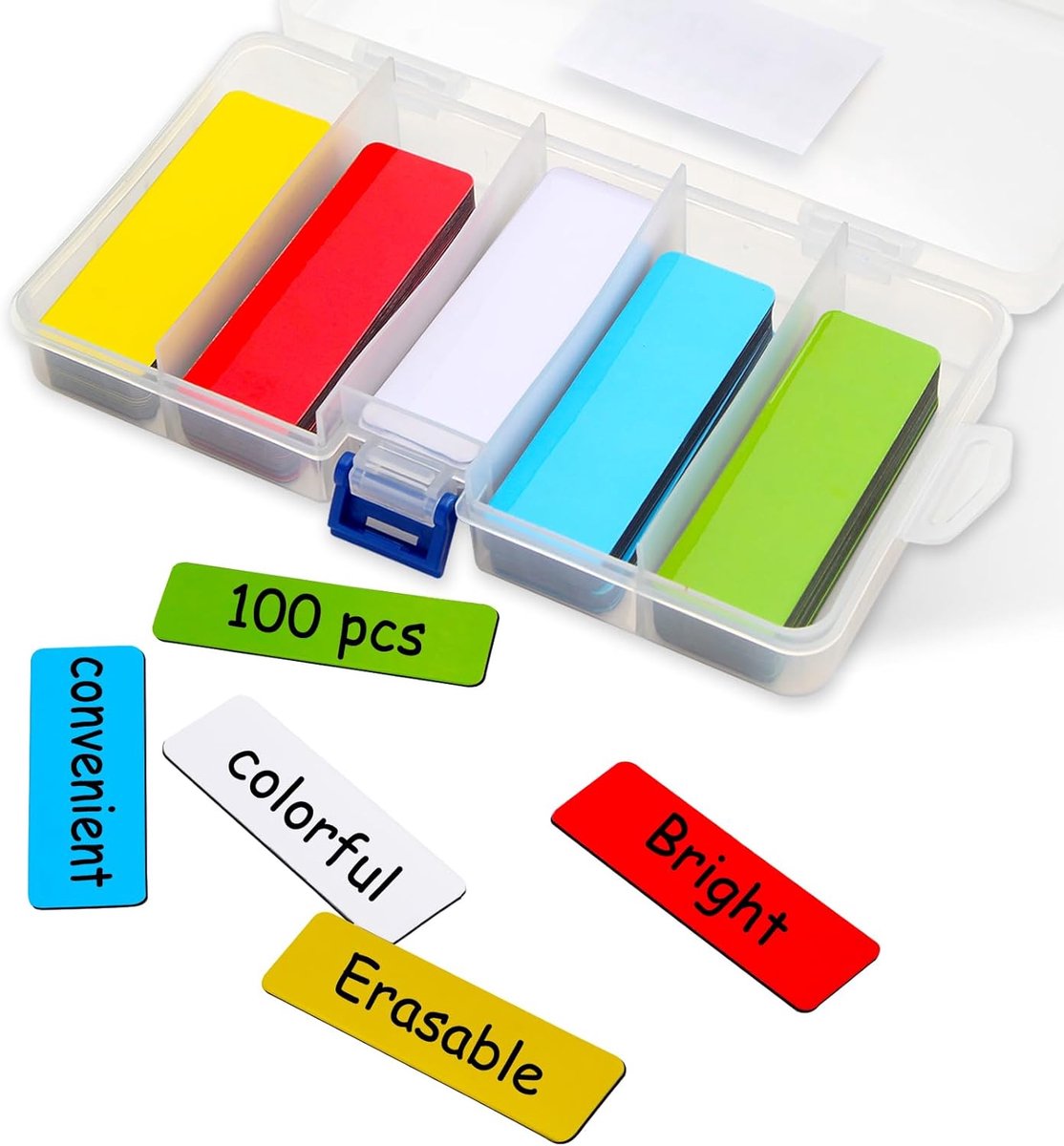 100 Stuks Herschrijfbare Magnetische Kleurrijke Etiketten 75x25mm