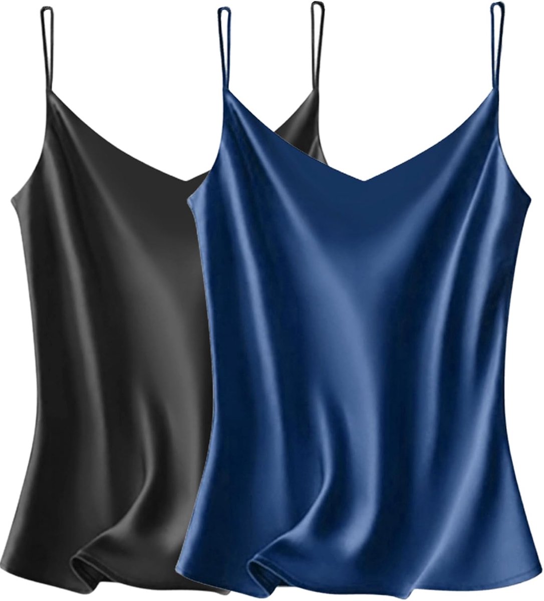 Sexy Tanktops Dames Satijnen Cami Pack V-hals Hemdje Spaghetti Strap