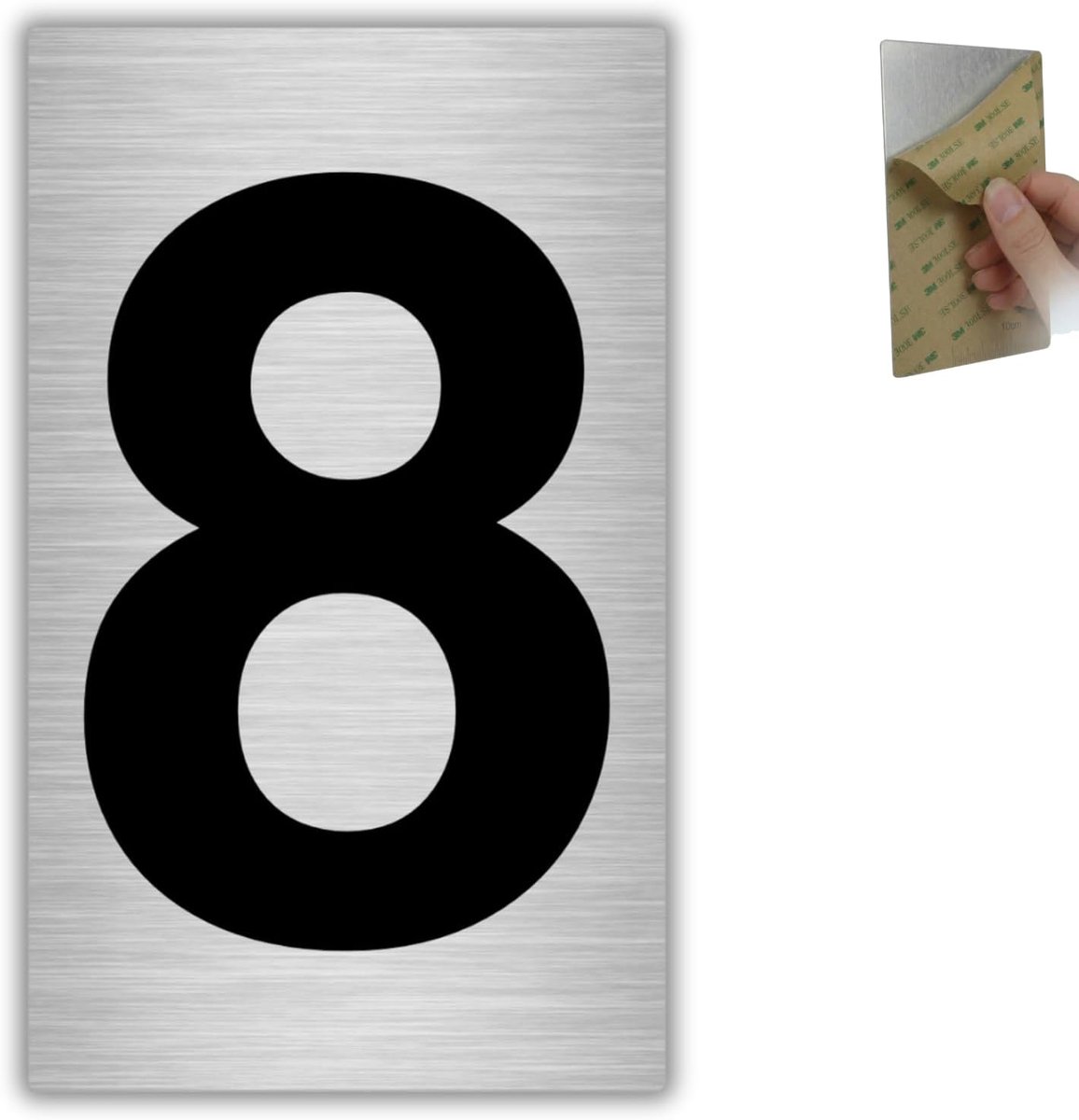 Huisnummer Nr. 8-4x6,5 cm - Aluminium - Grijze Brievenbus Deur