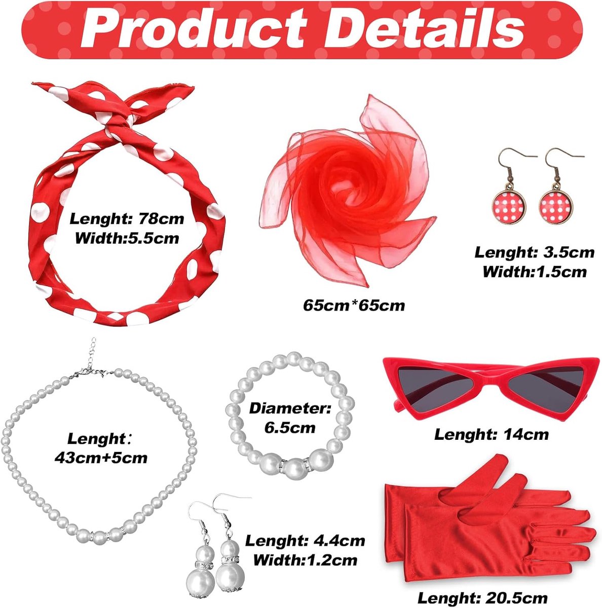 Jaren 50 accessoires voor dames, jaren 50 rockabilly accessoires