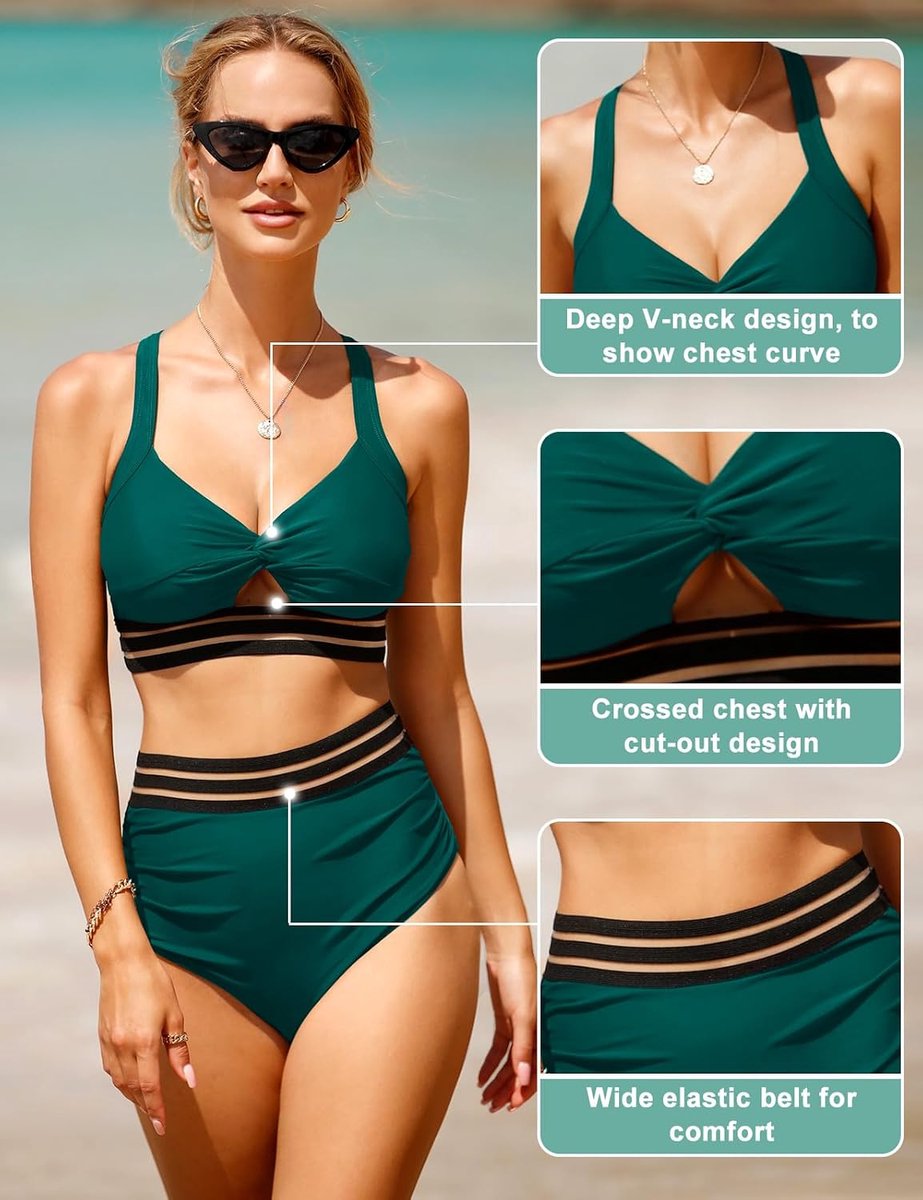 Bikini Dames Set Hoge Taille Badpak Tweedelig Push Up Cross Back