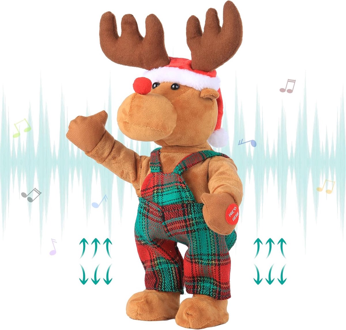 Dansende Kerstman Pop Muzikale Rudolph Rendier Knuffel Animatie