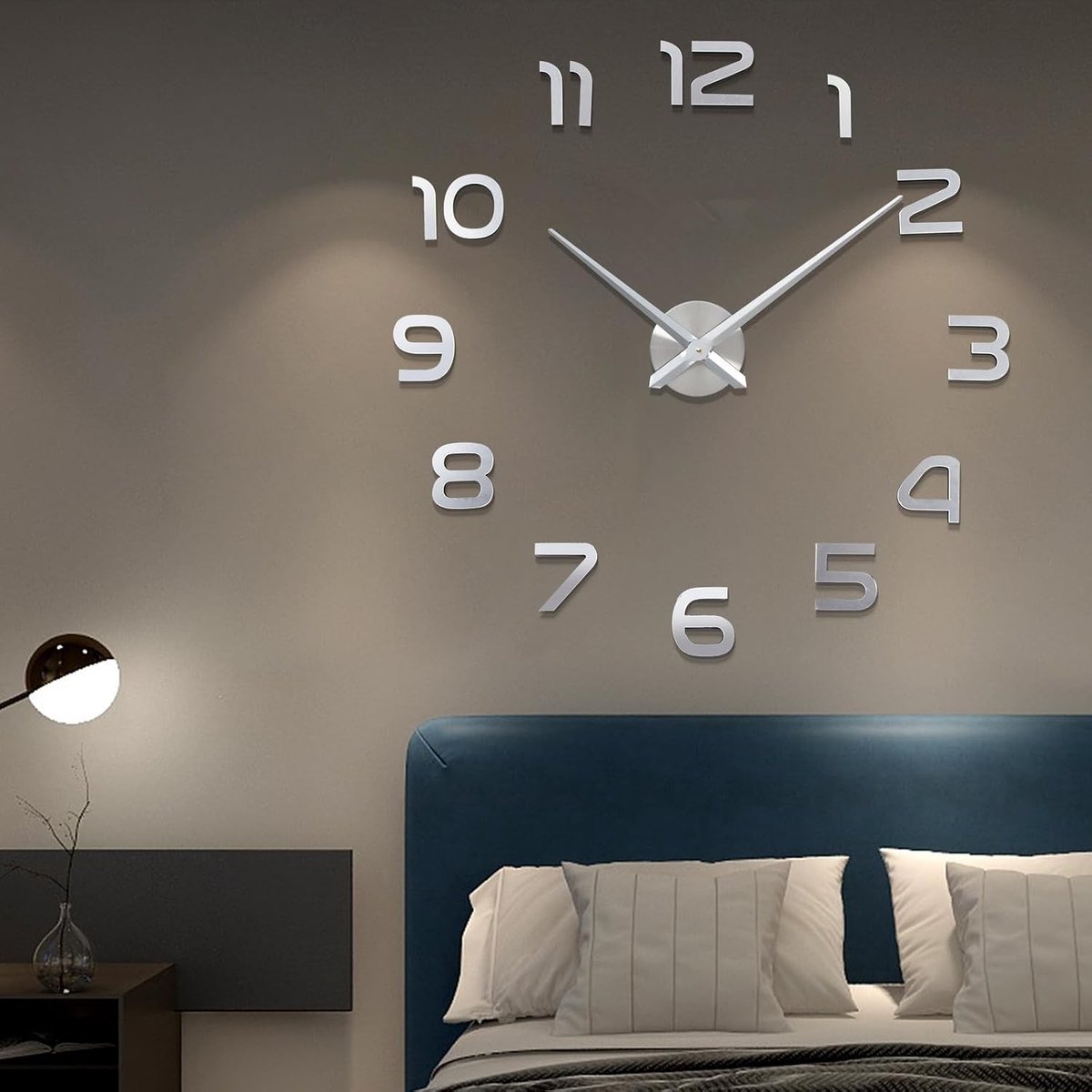 Moderne 3D Wandklok met Romeinse Cijfers - Frameless Spiegel Stickers voor Woonkamer, Slaapkamer en Kantoor - Grote Decoratieve Klok voor Thuisgebruik