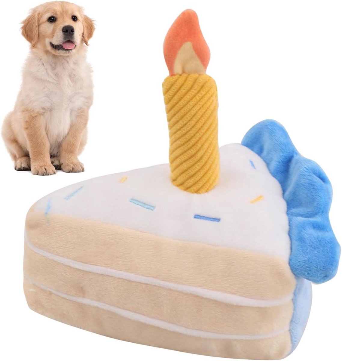 Hondentaart Pluche - Honden Speelgoed - Hond Amuseren - Met Piepfunctie - 16x17cm - Taartkleurig