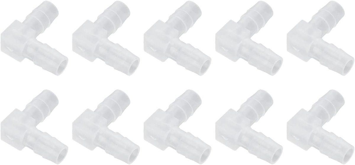 10 Stks Elleboog Slangpilaar Plastic L Vorm Fitting 90 Graden Gelijke Prikkeldraad Adapter Slang Connector Adapter voor Aquarium;(8mm)