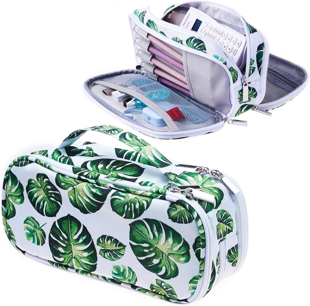 Boom Bladeren Studenten Super Grote Capaciteit Canvas Etui Pen Tas