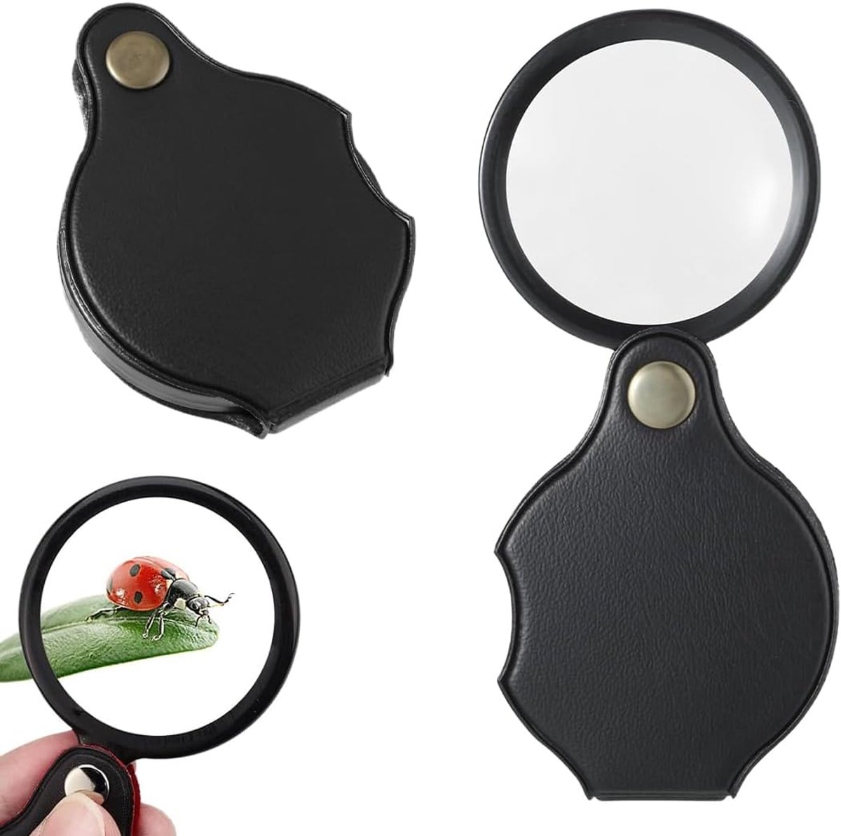 2 stuks draagbare vergrootglas, zakloep, 10-voudige leesloep, opvouwbaar vergrootglas, draagbaar vergrootglas voor boeken, kranten