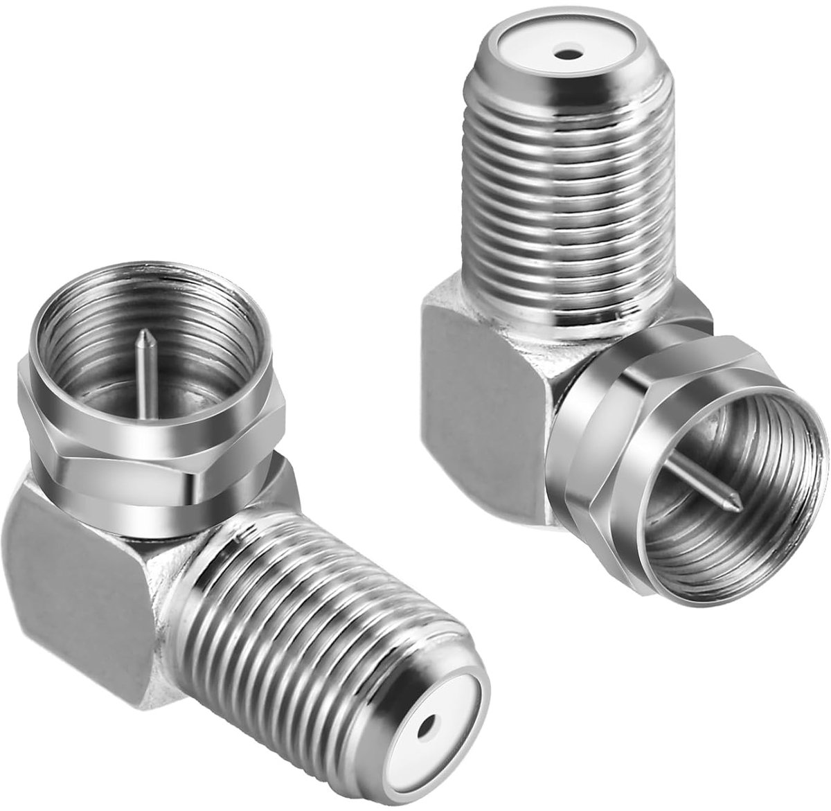 poeland 2 stuks F-type rechte hoek coaxkabelconnector, 90 graden