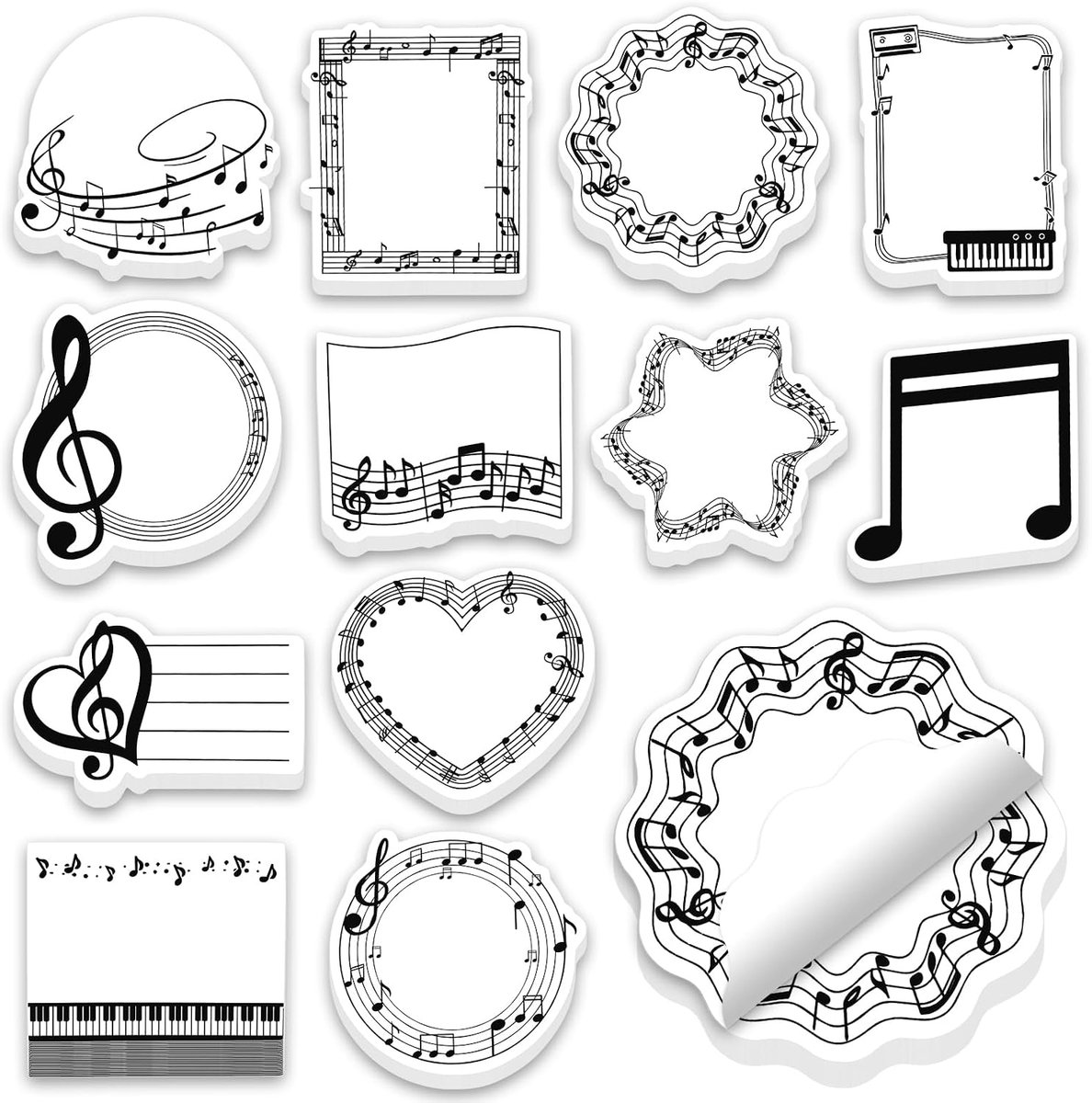 Zelfklevende notitieblaadjes, muziekcadeau, zelfklevende notitieblokken met muzieknoten, memopads voor to-do-lijsten, school, kantoor, checklisten, geschenken, waardering, feest.