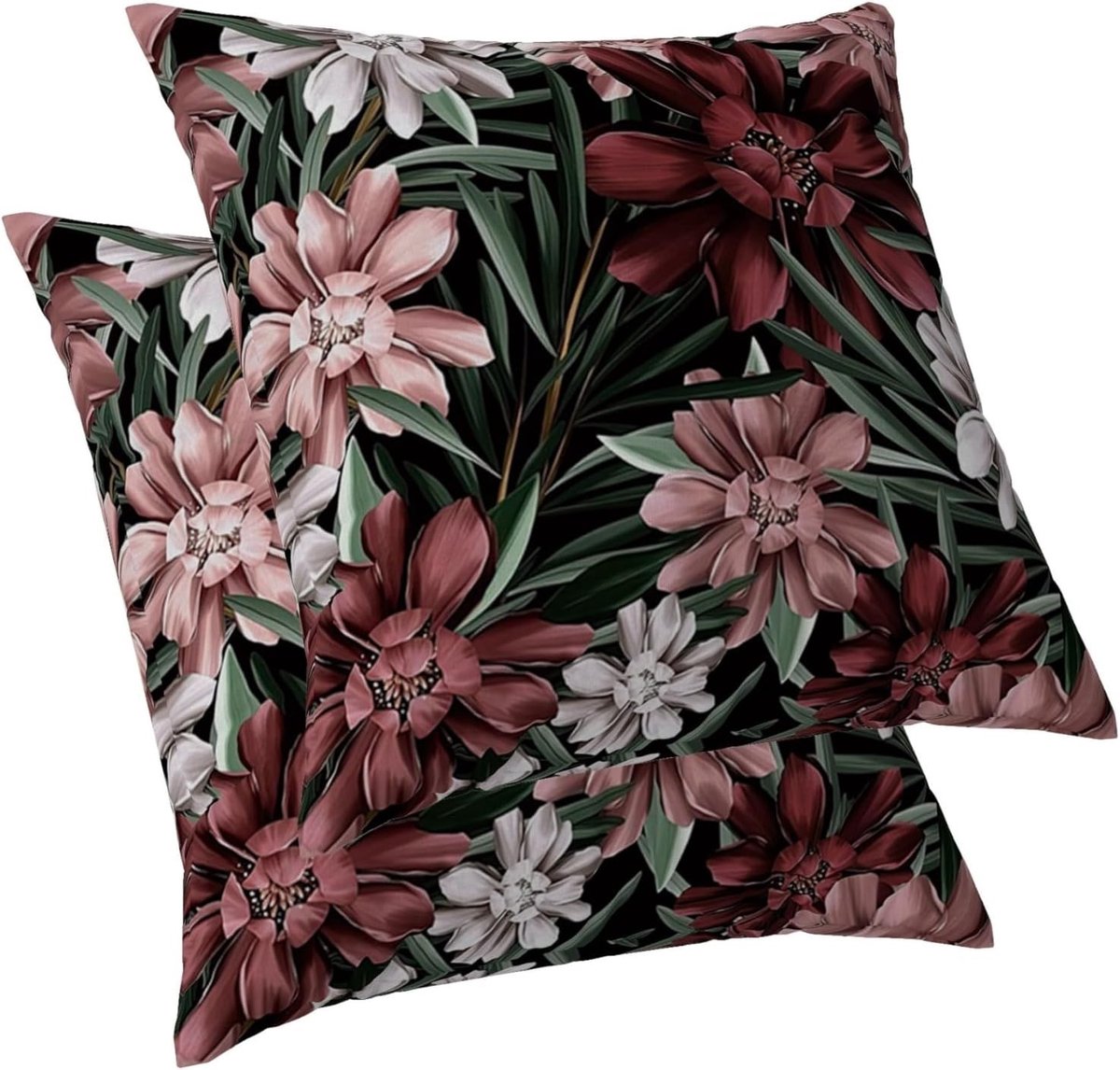 Florale Kussenhoezen met Glanzend Vintage Ontwerp, Aesthetic Kussens voor Sofa, Set van 2, 40 x 40 cm, Perfect voor Woondecoratie en Comfort