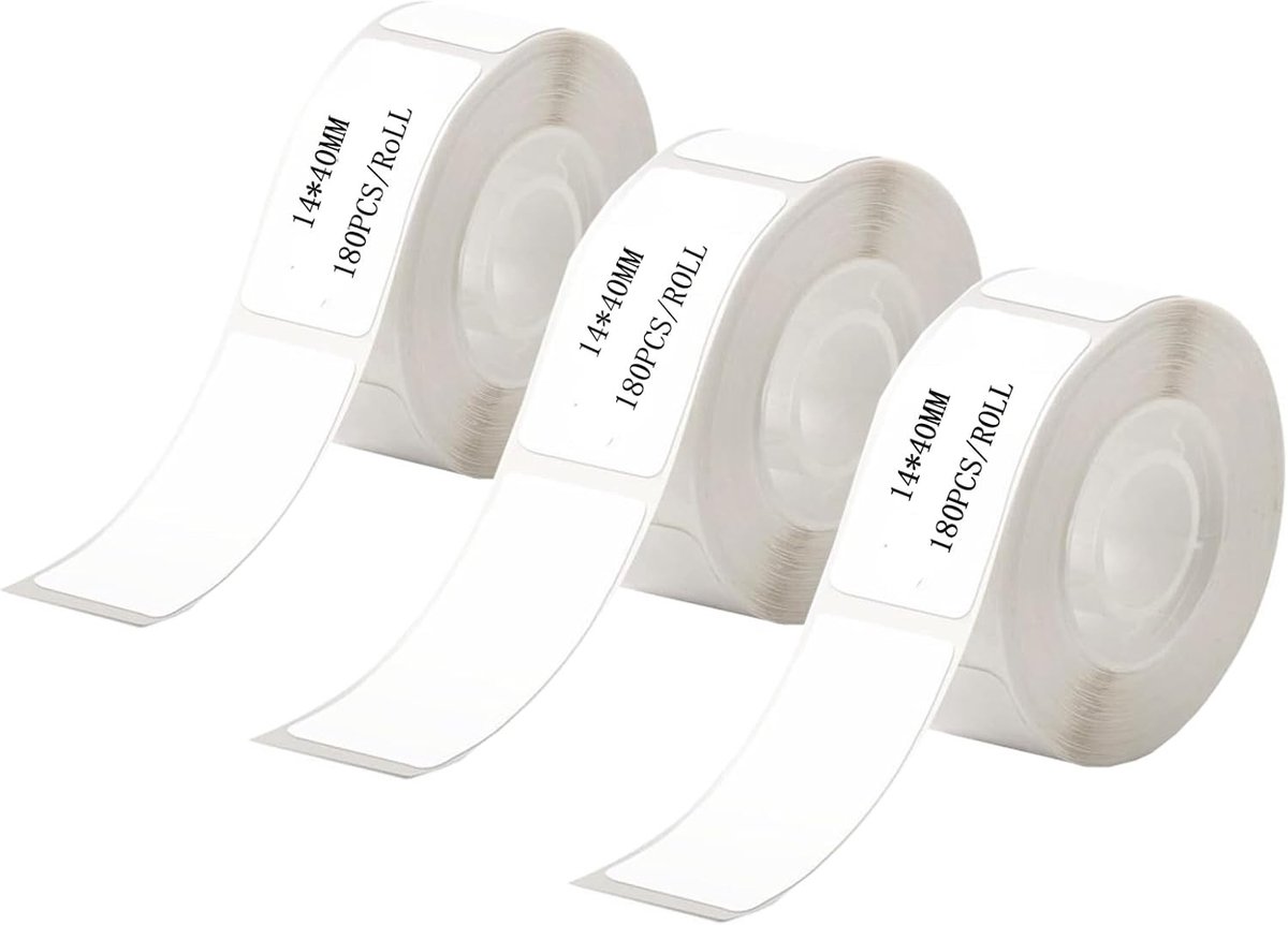180 Stuks Thermische Etikettenrollen 14x40mm voor Labelprinters - Barcodes, Prijzen en Adressen