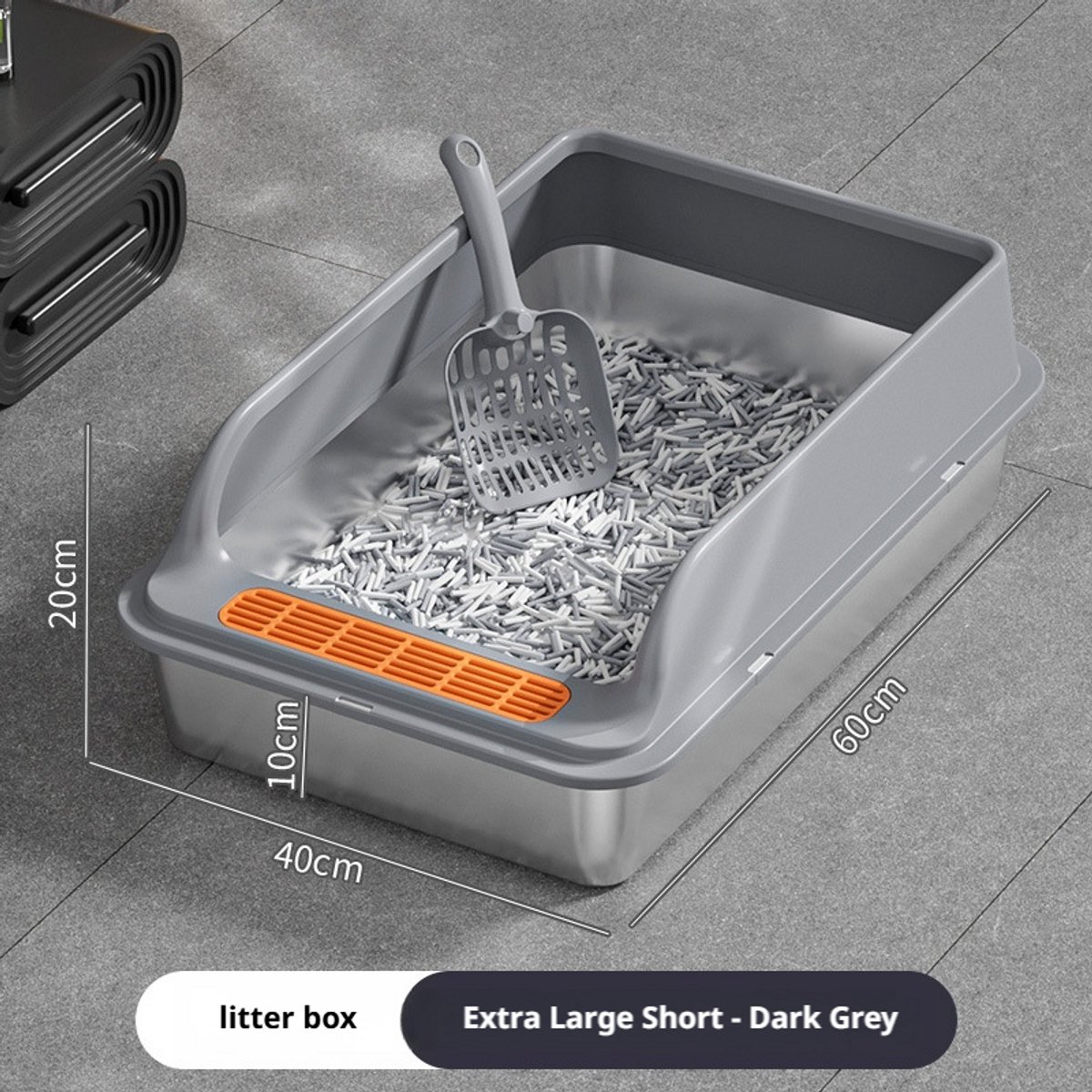 GYW Steel Litter Box- Kattenbak - Roestvrijstalen Bak - Spatbescherming - Anti-Slip Pads