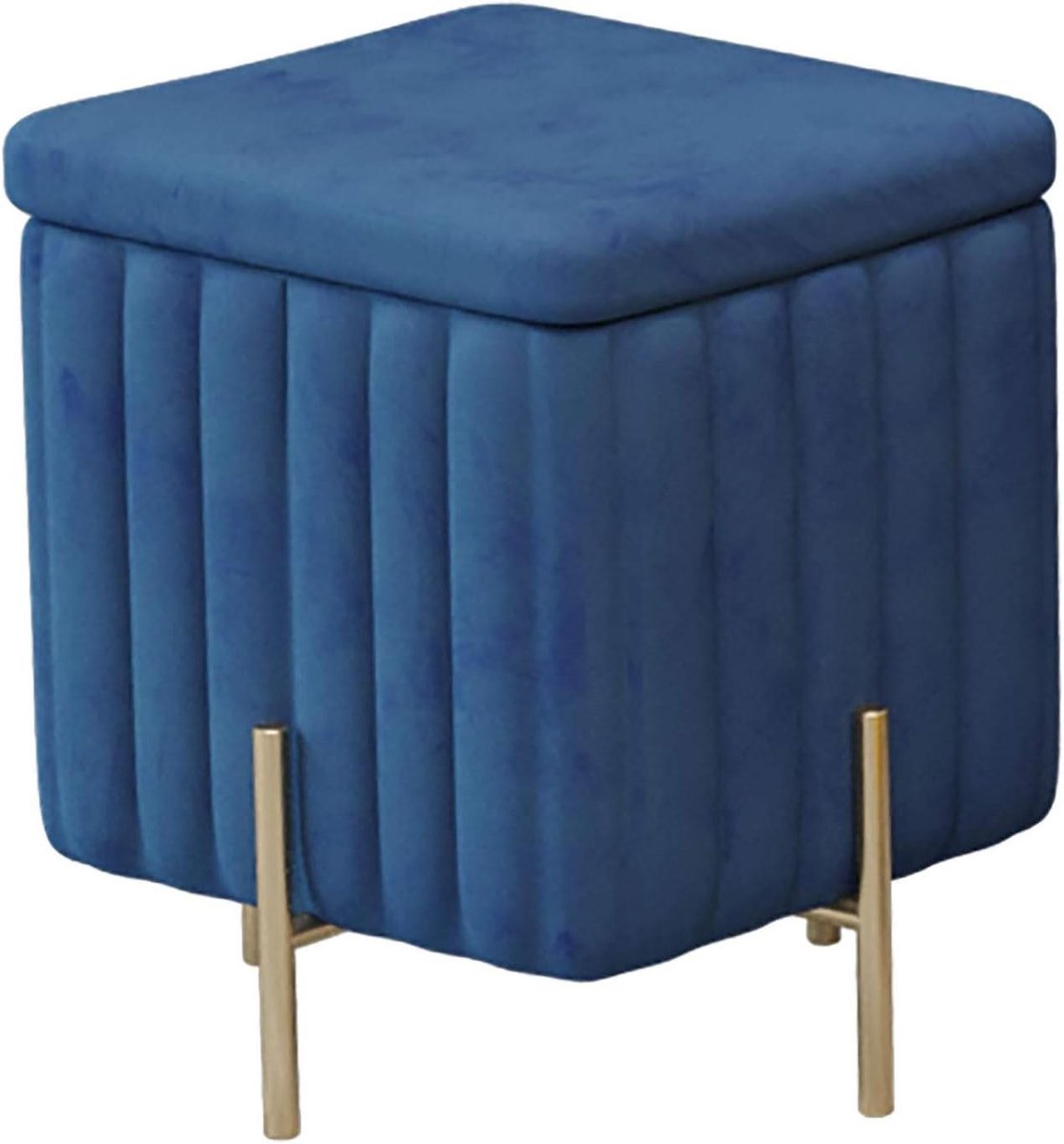 Opberg Poef - Ottomaan Stoel - Woonkamer Organizer - Verborgen Opbergruimte - 45x45x42cm - Koninklijk Blauw
