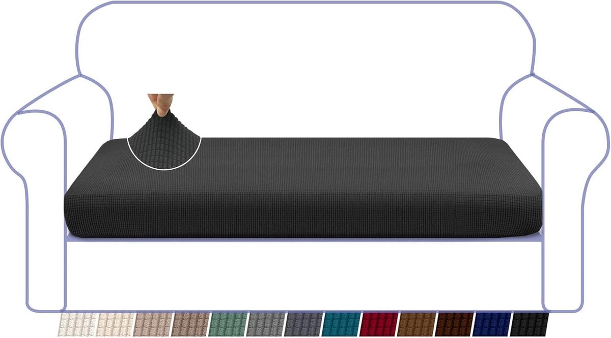 Hoogstretch Sofahoes van Jacquard Spandex, Superzacht en Beschermend, Geschikt voor 3-Zits Banken, Zwart, Perfecte Pasvorm en Duurzaam Gebruik