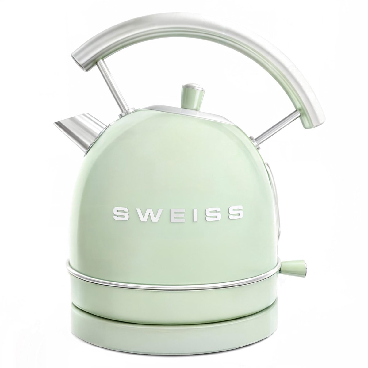 SnelShoppen - Vintage elektrische waterkoker 1,8 l roestvrij staal 2200 W snel koken met zichtbaar waterniveau en automatische uitschakeling - groen