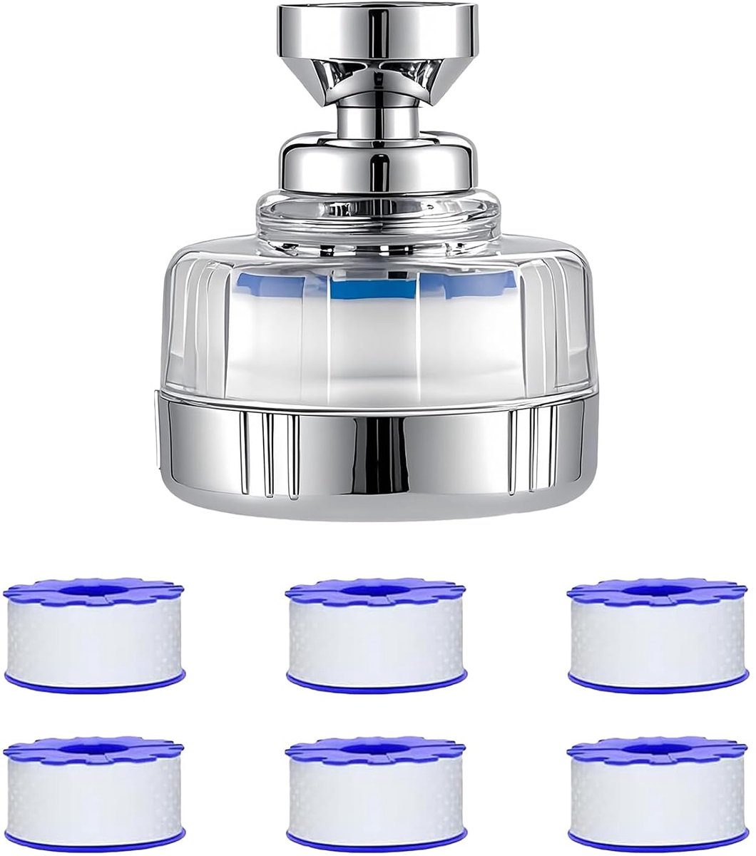 Waterfilters 360° draaibaar kalkfilter - 6 PP-katoenen filterelementen - voor wastafel en keuken - ShopVlot