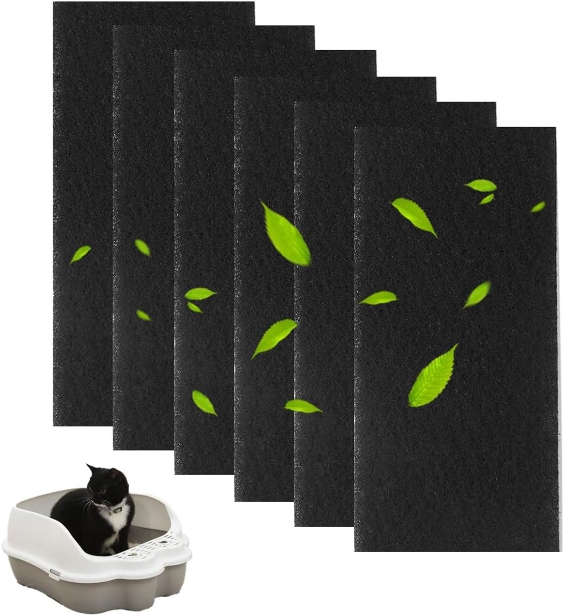 Actieve Koolstoffilters voor Geur Neutralisatie, Geschikt voor Kattenbakken, Keukenafval en Compostcontainers - 6 Stuks