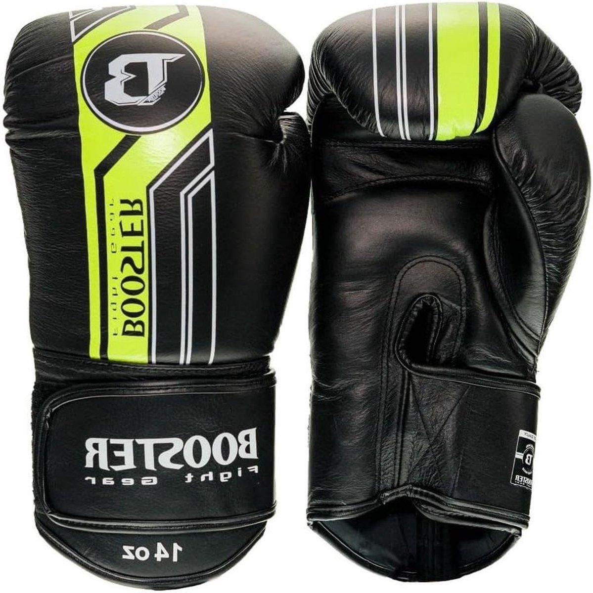 Bokshandschoenen - Vechtsport handschoenen - Training en Sparring - Handgemaakt in Thailand - 14 oz - Zwart Geel