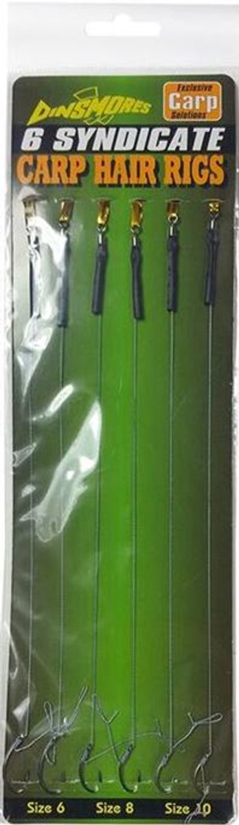 Dinsmores 6 barbless braid hair rigs 2x maat 6,8,10