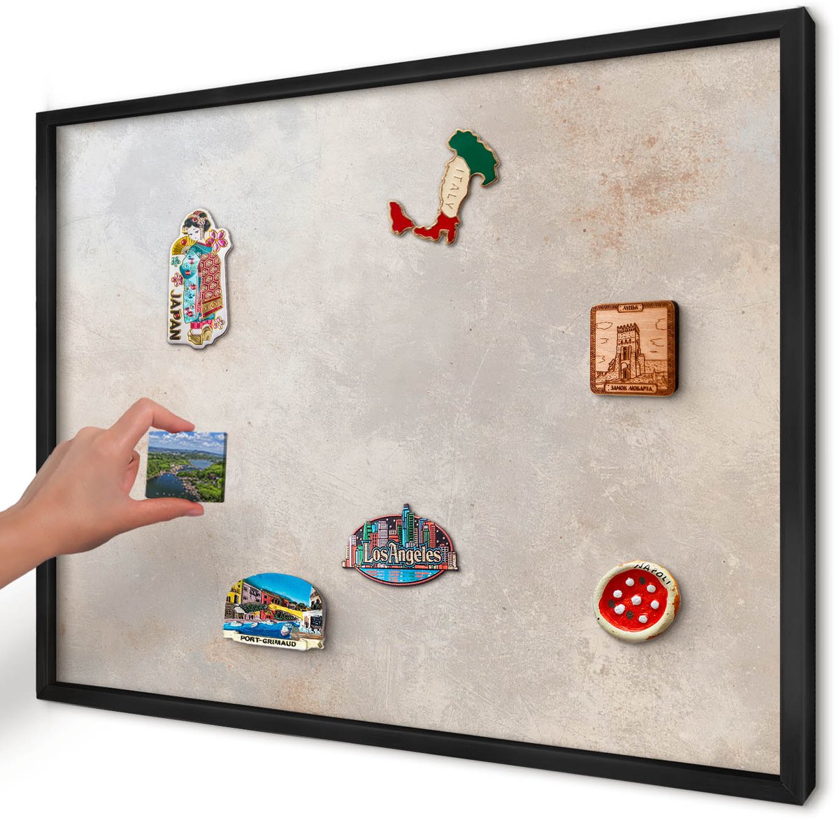 Artprintcave Grijs Magneetbord mit Zwart Frame - 70x50 cm - Neutrale Achtergrond Magnetische Organizer - Minimalist Bord Voor Magneten - Texturen