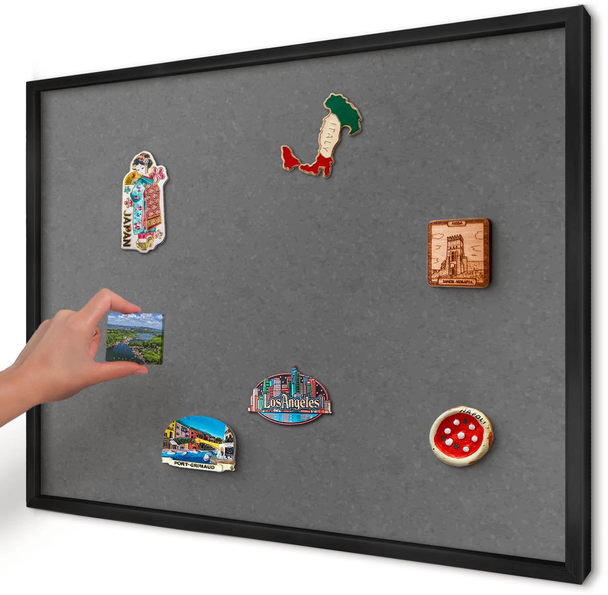Artprintcave Grijs Magneetbord mit Zwart Frame - 70x50 cm - Grijze Textuur Notitiebord - Minimalist Magneet Bord mit Frame - Texturen