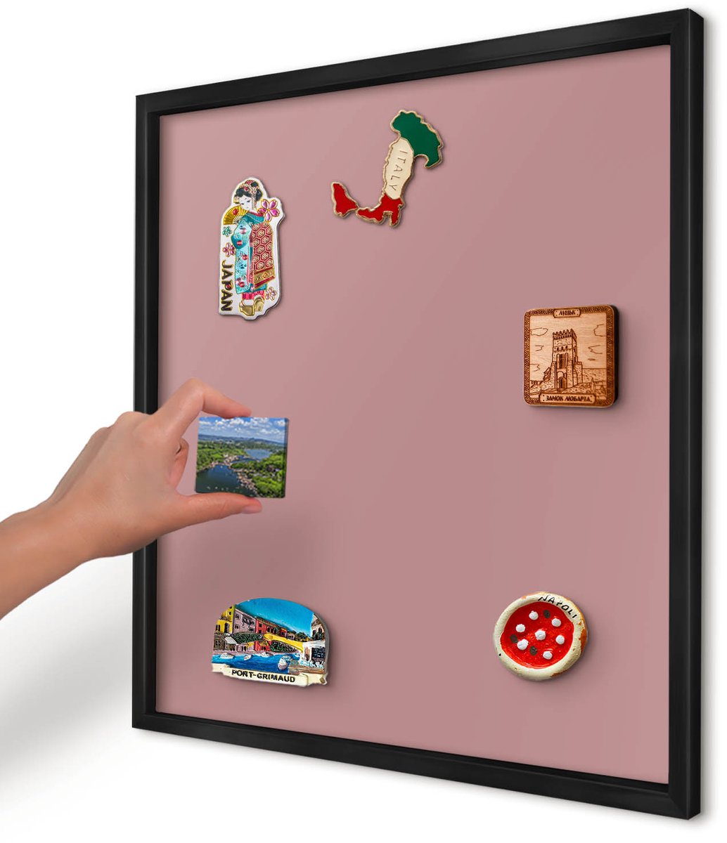 Artprintcave Roze Magneetbord mit Zwart Frame - 50x50 cm - Pastelroze Magnetisch Bord Voor Magneten - Minimalist Wandbord Magnetisch - Achtergronden En Patronen