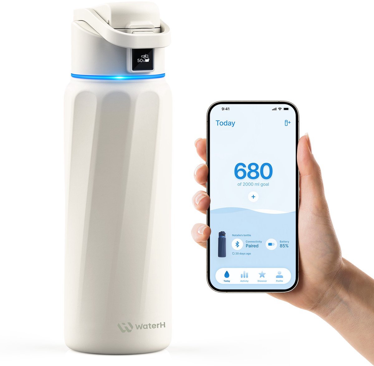 WaterH BOOST Smart Water Bottle 946ml White