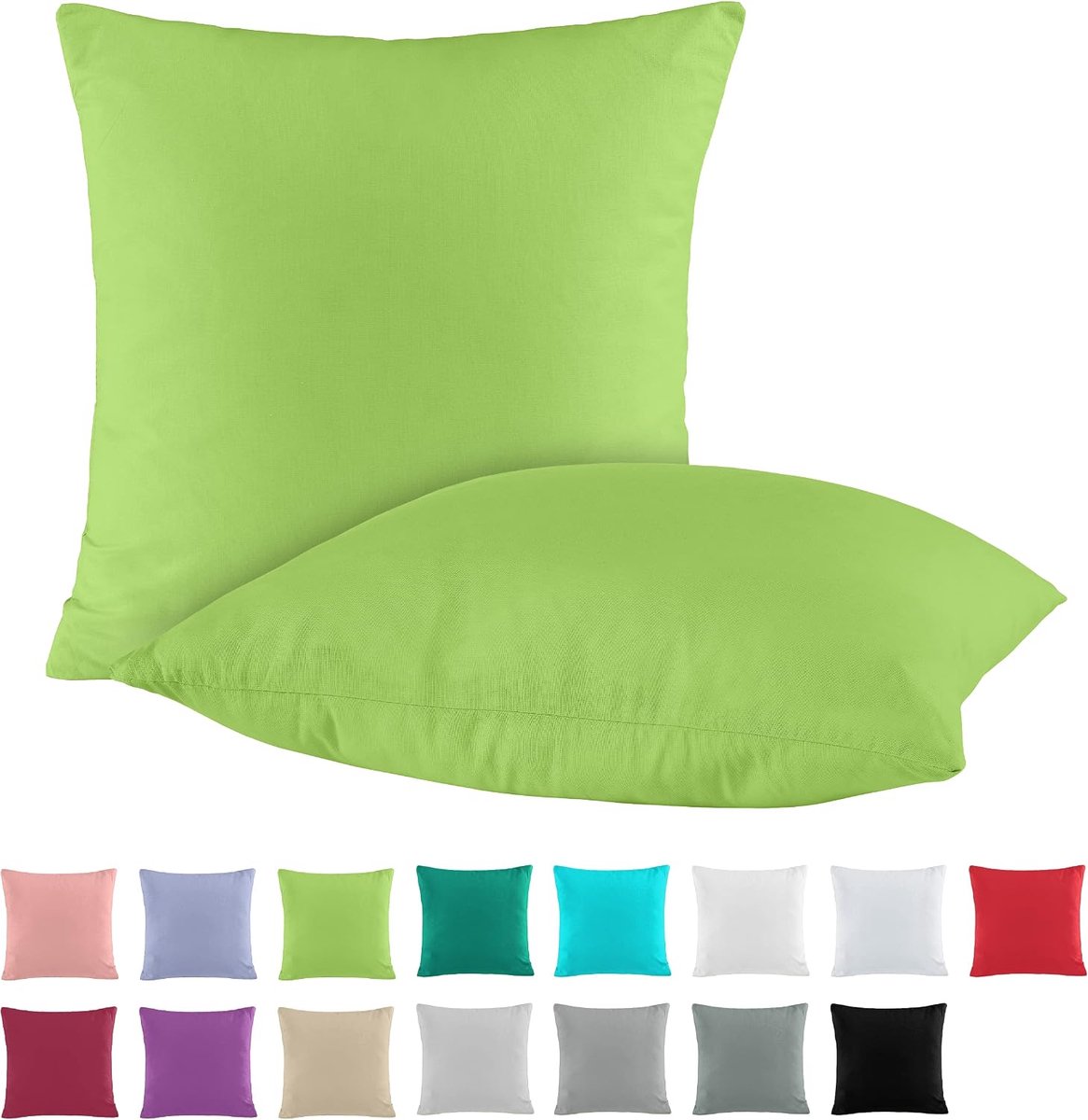 katoenen renforcé kussensloop, kussenslopen 50x50 cm in 13 moderne kleuren groen