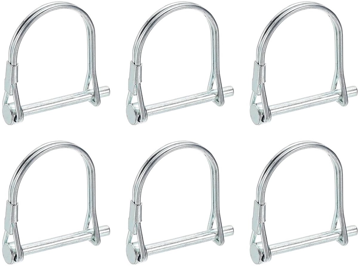 Trekpennen voor aanhangers, 11/64 inch x 1,6 inch (4,5 mm x 40 mm), draadpen, trekhaakslot, as, boog, veervergrendeling voor aanhangers en grasmaaiers, zilver