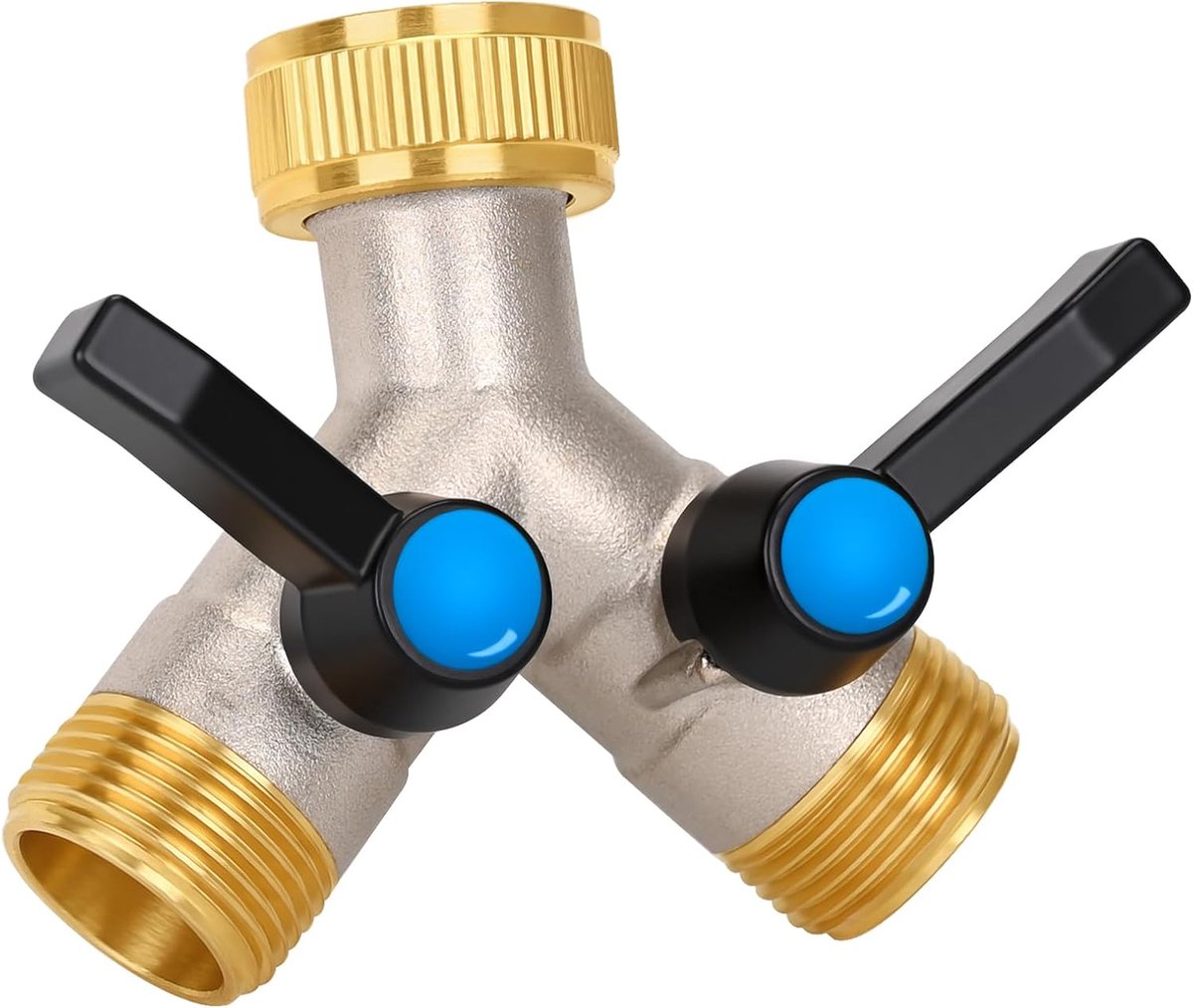 Waterverdeler 2-Weg Large Flow - Messing Splitter met Individuele Regelaars - Verbeterde Irrigatie Efficiëntie - ShopVlot