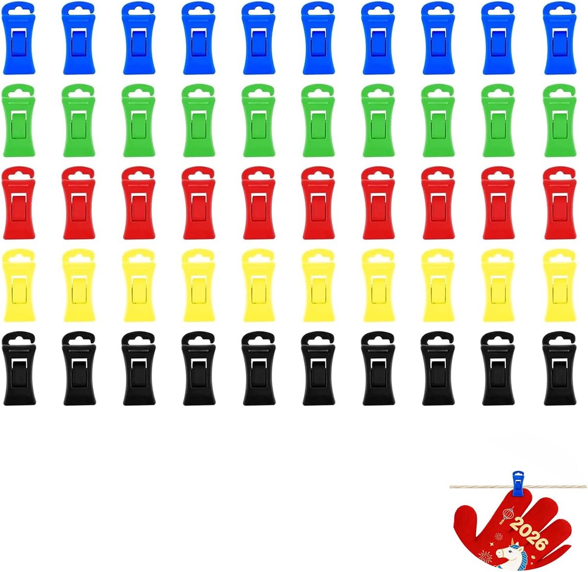 50 stuks sokkenklemmen wasmachine en droger, haken sokken wassen organizer mini wasknijpers sokkenhouder organiseren bewaren drogen voor strandhanddoek, badhanddoek tapijt kleding (veelkleurig