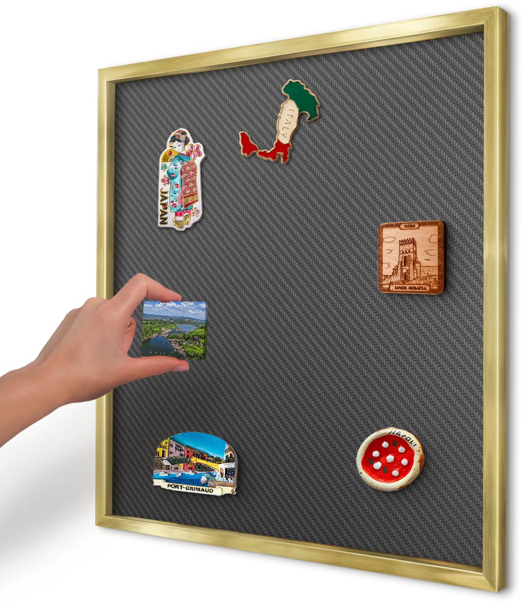Artprintcave Zwart Magneetbord mit Gouden Frame - 50x50 cm - Geometrische Textuur Magnetisch Bord Voor Magneten - Minimalist Magneet Bord mit Frame - Texturen