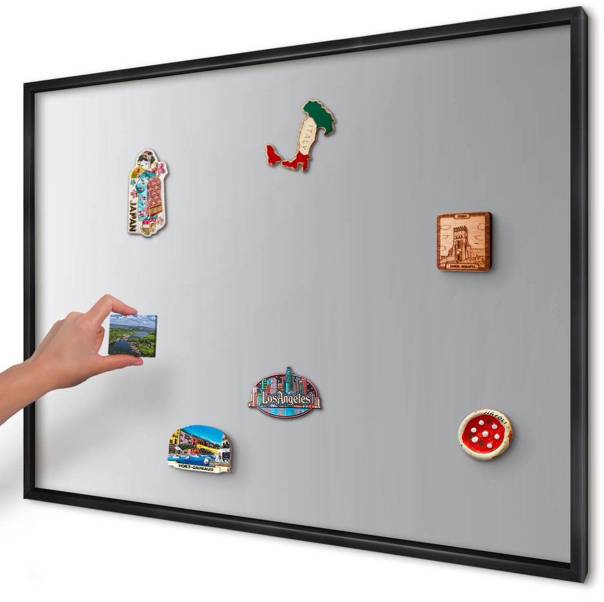 Artprintcave Grijs Magneetbord mit Zwart Frame - 100x70 cm - Grijze Gradiënt Magnetisch Bord Voor Magneten - Minimalist Magneet Bord mit Frame - Achtergronden En Patronen