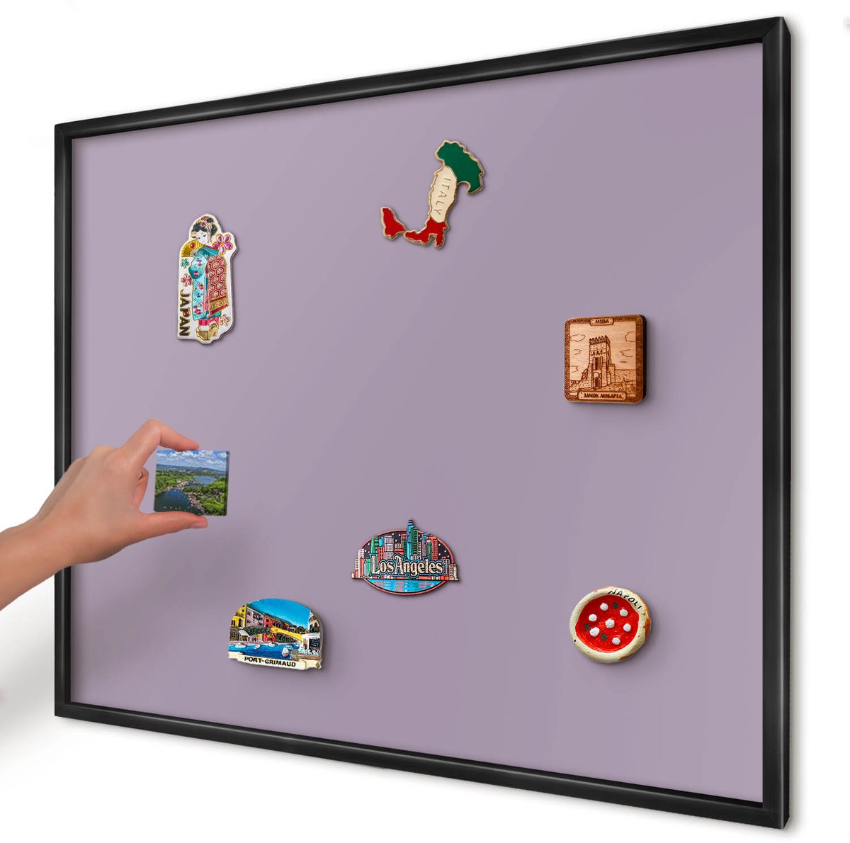 Artprintcave Paars Magneetbord mit Zwart Frame - 80x60 cm - Lila Paars Magnetisch Bord Voor Magneten - Minimalist Magneetbord Voor Foto's - Achtergronden En Patronen