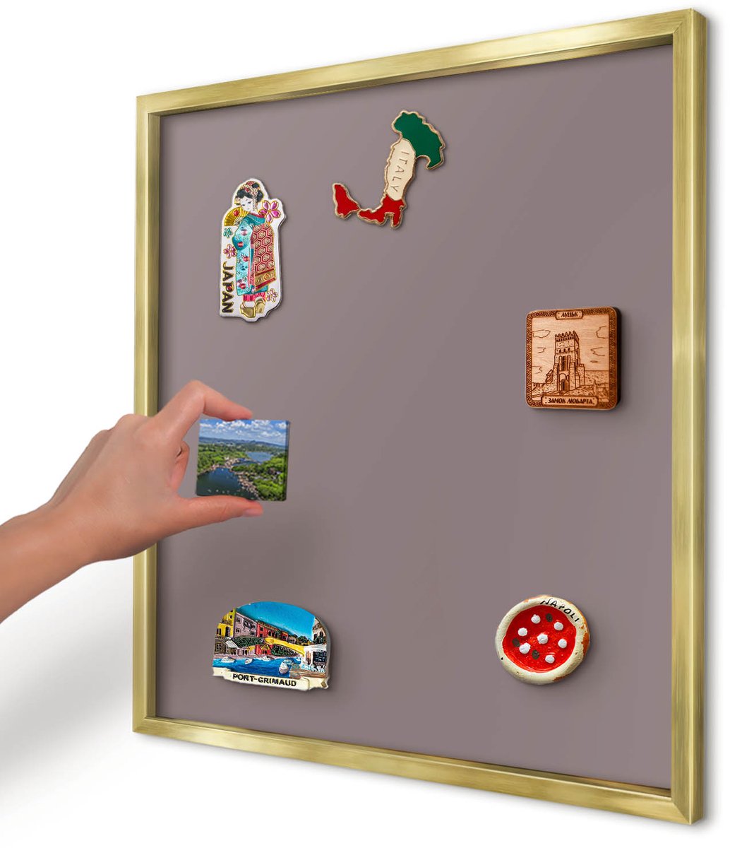 Artprintcave Roze Magneetbord mit Gouden Frame - 50x50 cm - Asbruin Magneet Bord mit Frame - Minimalist Memobord Keuken - Achtergronden En Patronen
