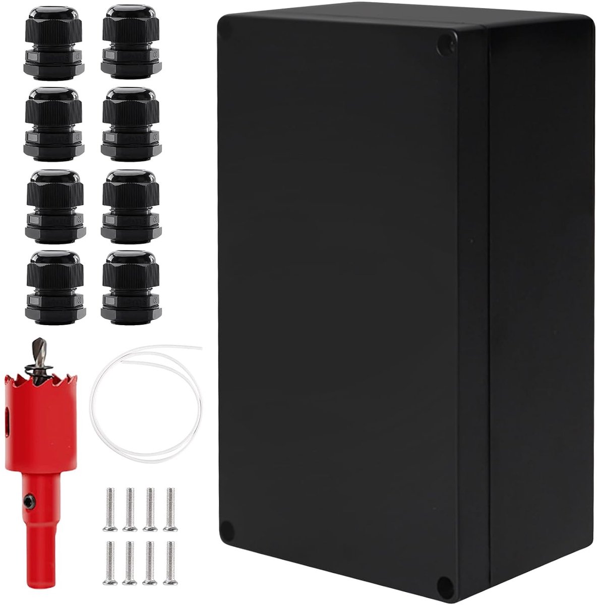 SnelShoppen - Waterdichte Junction Box IP65, 265 x 185 x 95 mm, ABS, Opbouwdoos voor Tuin, Garage, Werkplaats, Inclusief Bevestigingsmateriaal