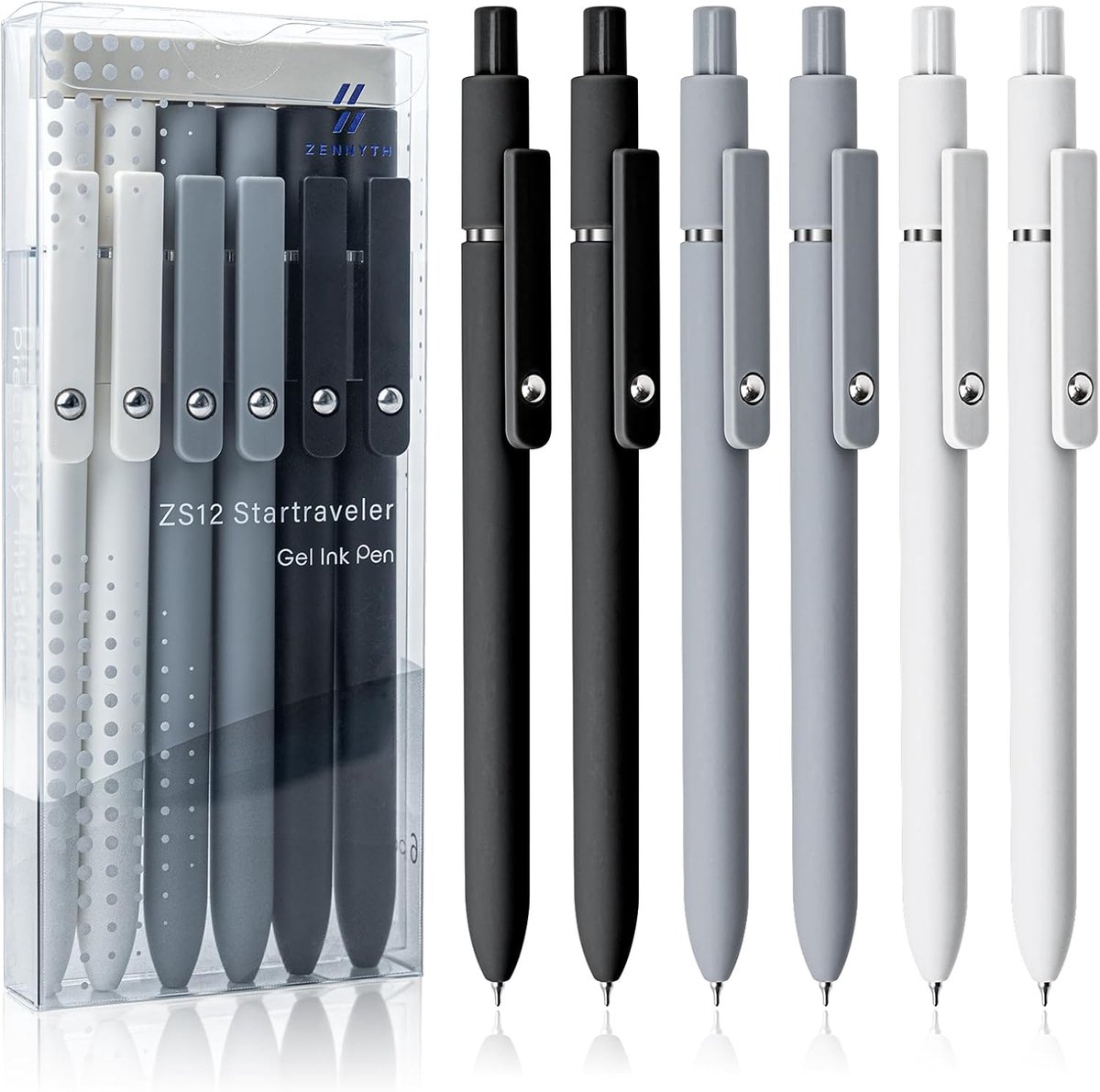 Gelpennen 0.5mm - snel drogend zwart - moderne design - soepel schrijven - 6 stuks - ShopVlot