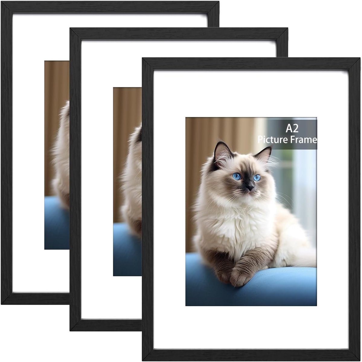 Fotolijst A2 set van 3 - Zwart hout - Elegant design - Perfect voor jouw foto's - ShopVlot