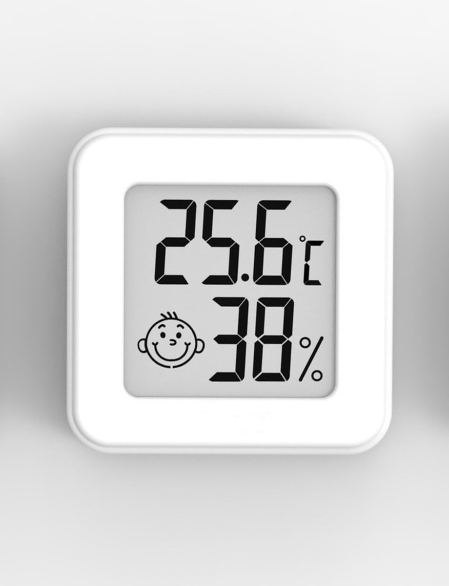 SnelShoppen - Mini Hygrometer - Digitale Thermometer - Thermohygrometer voor Binnen - Temperatuur en Vochtigheid Monitor met Comfort Symbool - Wit - 1